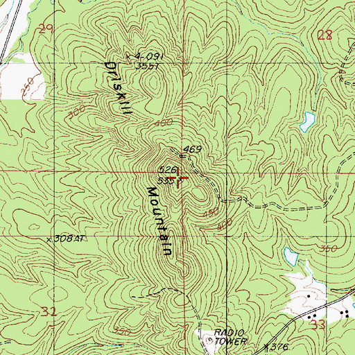 Topographic Map of Driskill Mountain, LA