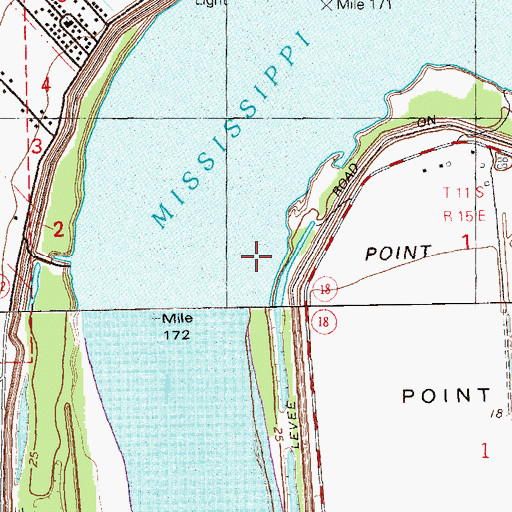Topographic Map of Point Houmas Landing, LA