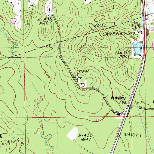 Topographic Map of Ansley Cemetery, LA