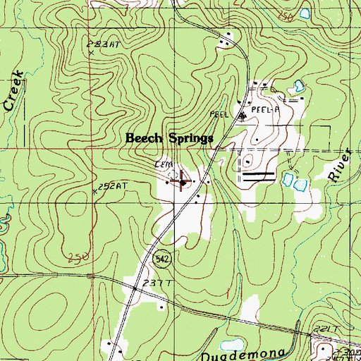 Topographic Map of Beech Springs Baptist Church, LA