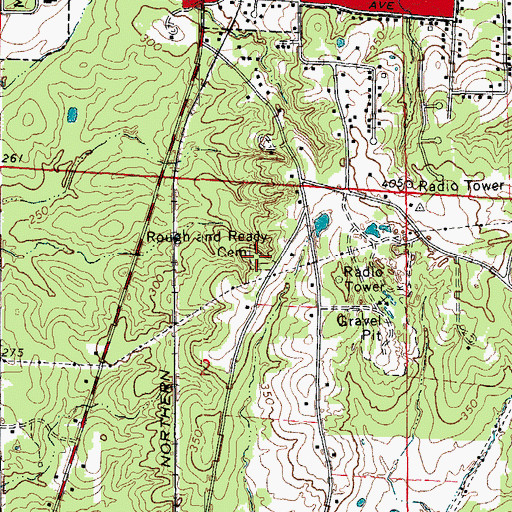 Topographic Map of Rough and Ready Cemetery, AR