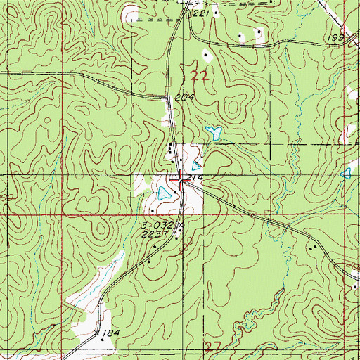 Topographic Map of Evergreen, LA