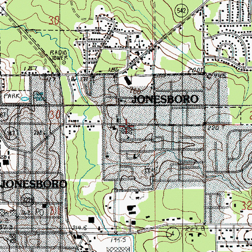Topographic Map of Jackson Parish Adult Education Center, LA