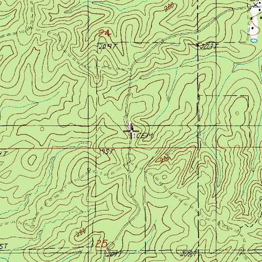 Topographic Map of Hickory Springs Cemetery, LA