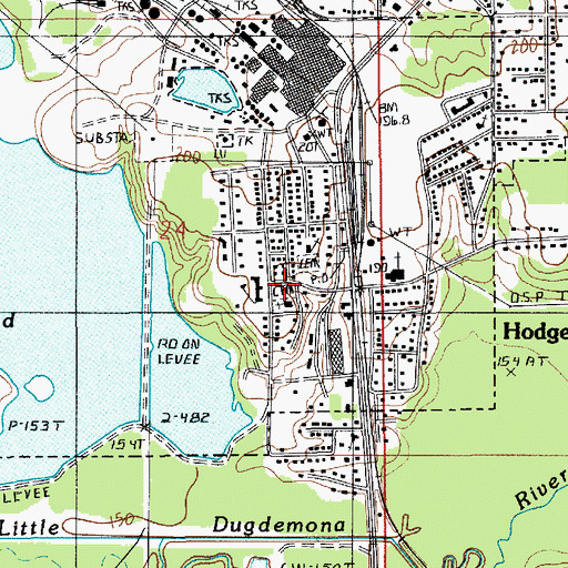 Topographic Map of Hodge Cemetery, LA