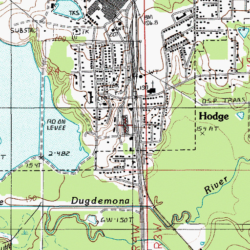 Topographic Map of Hodge Shopping Center, LA