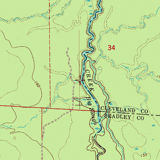 Topographic Map of Rough Branch, AR