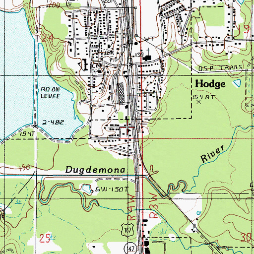 Topographic Map of Hodge United Pentecostal Church, LA