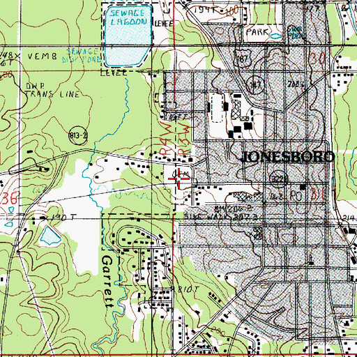 Topographic Map of Jonesboro Cemetery, LA