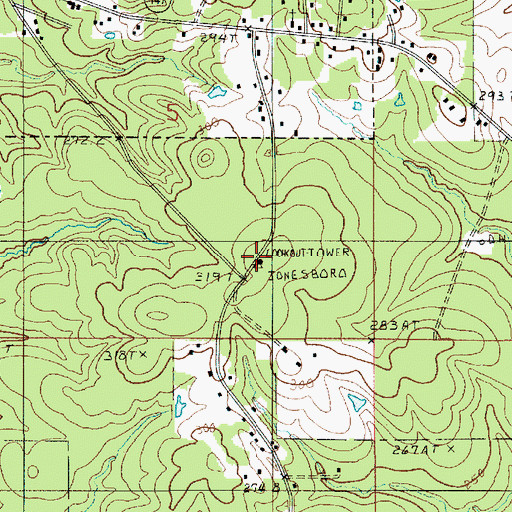 Topographic Map of Jonesboro Lookout Tower, LA