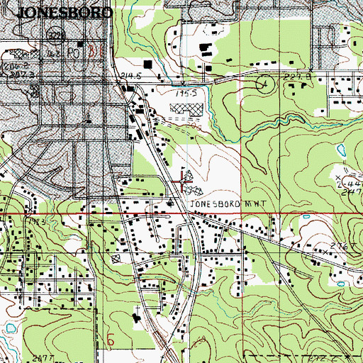Topographic Map of Jonesboro Hodge Middle School, LA