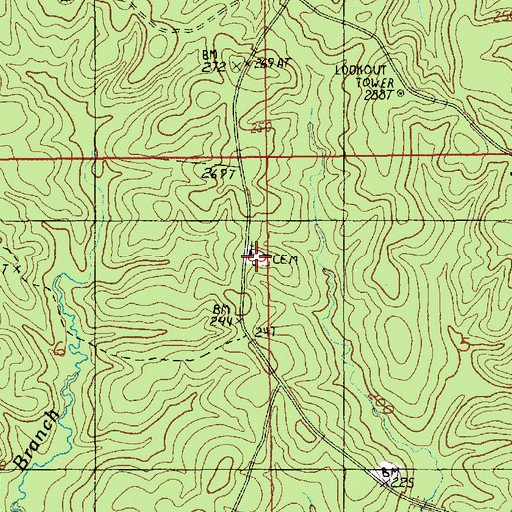 Topographic Map of Mount Pleasant Cemetery, LA