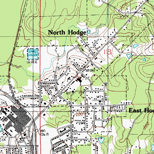 Topographic Map of North Hodge Assembly of God Church, LA