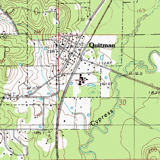 Topographic Map of Quitman High School, LA