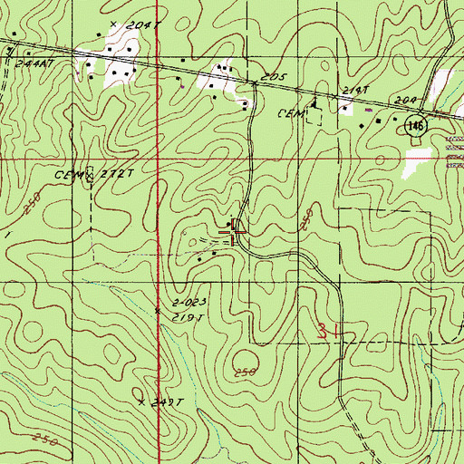 Topographic Map of Saint Claire, LA
