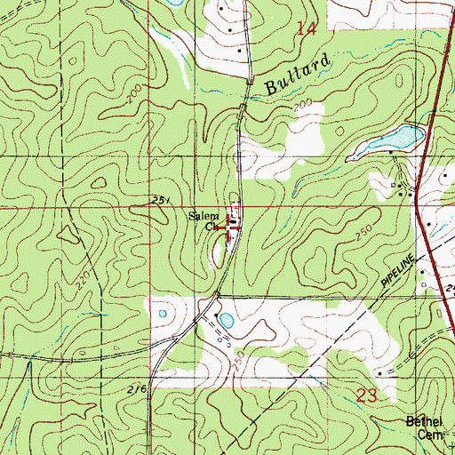 Topographic Map of Salem Cemetery, LA