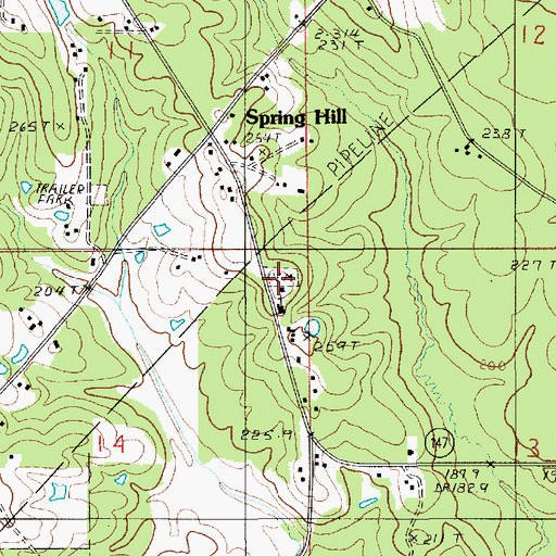 Topographic Map of Spring Hill Cemetery, LA