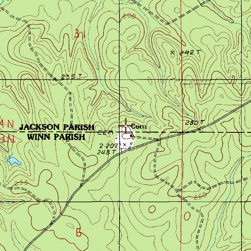 Topographic Map of Transport Cemetery, LA