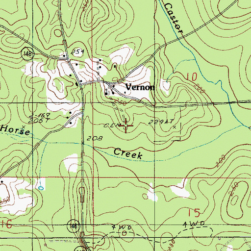 Topographic Map of Vernon Cemetery, LA