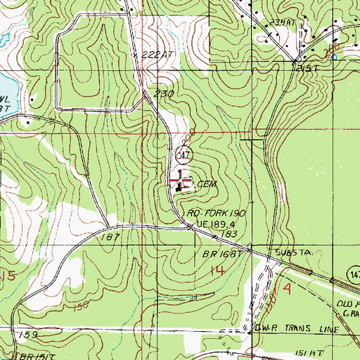 Topographic Map of Walnut Ridge Cemetery, LA