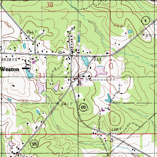 Topographic Map of WESTON HIGH SCHOOL, LA
