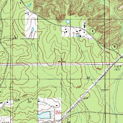 Topographic Map of Banks Springs Gas Field, LA