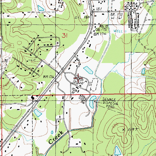 Topographic Map of Caldwell Parish High School, LA