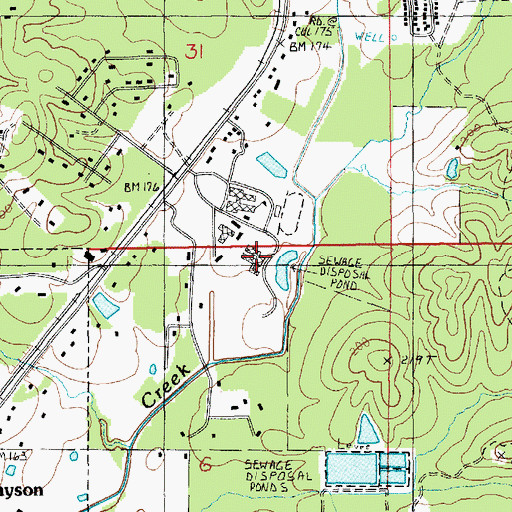 Topographic Map of Caldwell Parish Junior High School, LA