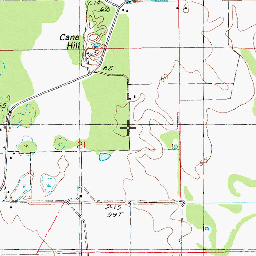 Topographic Map of Cane Hill Gas Field, LA