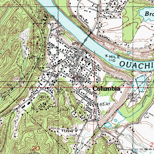 Topographic Map of Columbia Elementary School, LA
