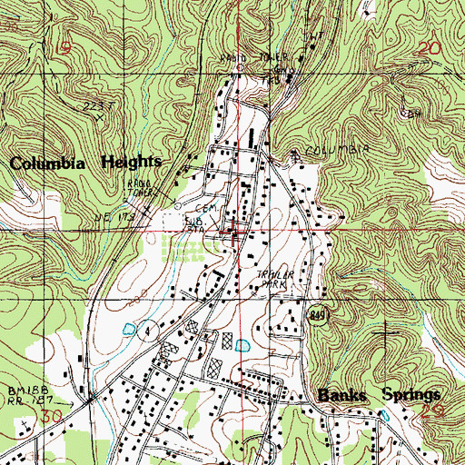 Topographic Map of Columbia Heights Baptist Church, LA