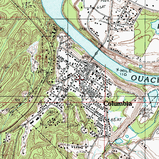 Topographic Map of First Baptist Church of Columbia, LA