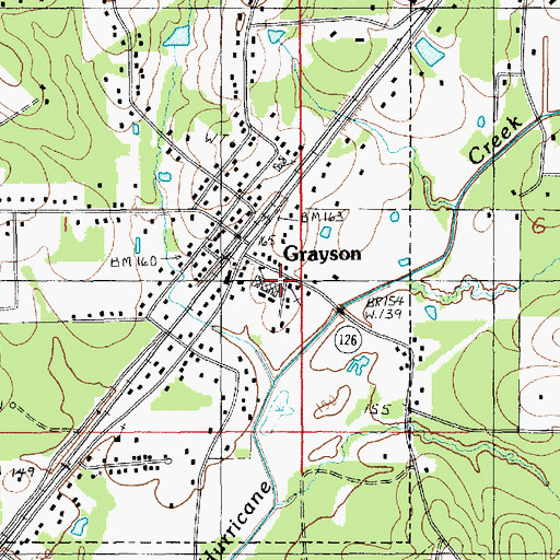 Topographic Map of Grayson Methodist Church, LA