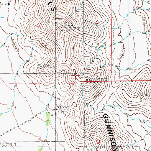 Topographic Map of Gunnison Hills, AZ