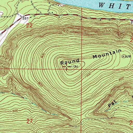Topographic Map of Round Mountain, AR