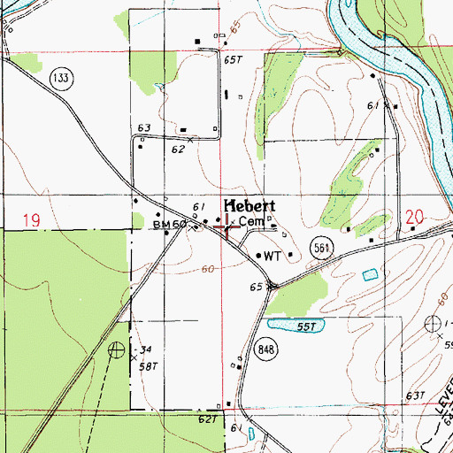 Topographic Map of Hebert Methodist Church, LA