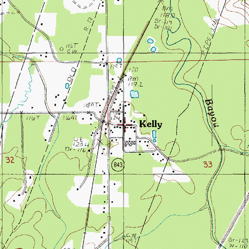 Topographic Map of Kelly Baptist Church, LA