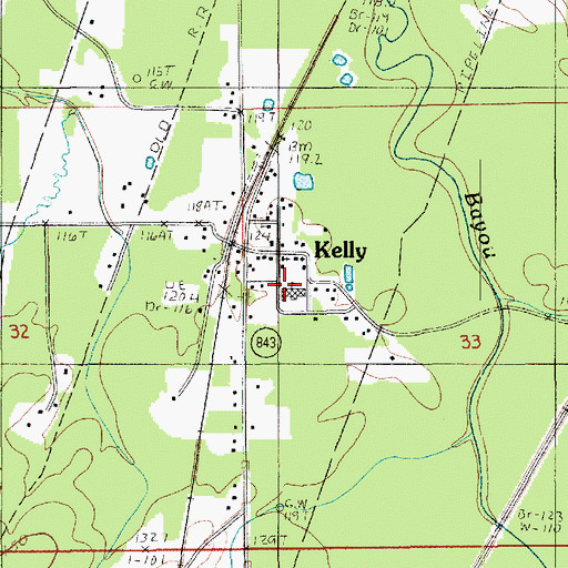 Topographic Map of Kelly Elementary School, LA