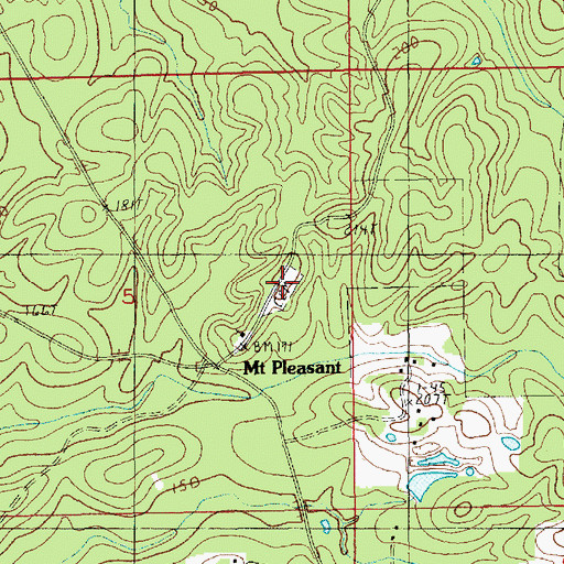 Topographic Map of Mount Pleasant Cemetery, LA