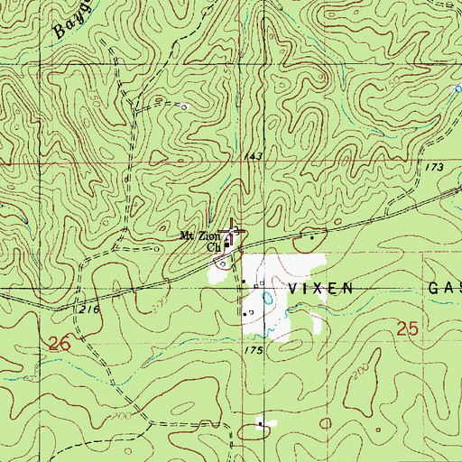 Topographic Map of Mount Zion Cemetery, LA
