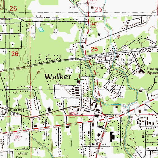 Topographic Map of Walker United Methodist Church, LA