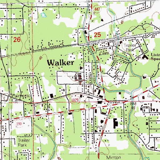 Topographic Map of Walker Elementary School, LA