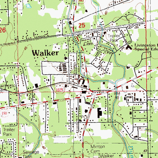 Topographic Map of Walker Freshman High School, LA