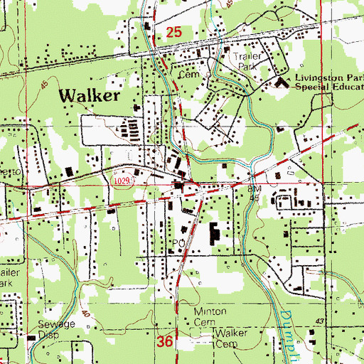 Topographic Map of Walker Baptist Church, LA