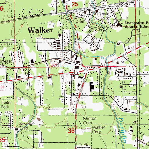 Topographic Map of Walker Municipal Building, LA