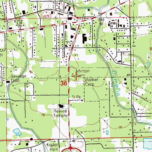 Topographic Map of Minton Cemetery, LA