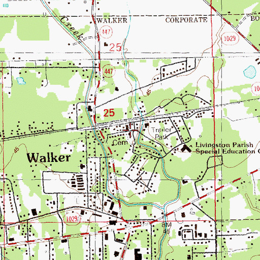 Topographic Map of Saint Mark Baptist Church, LA