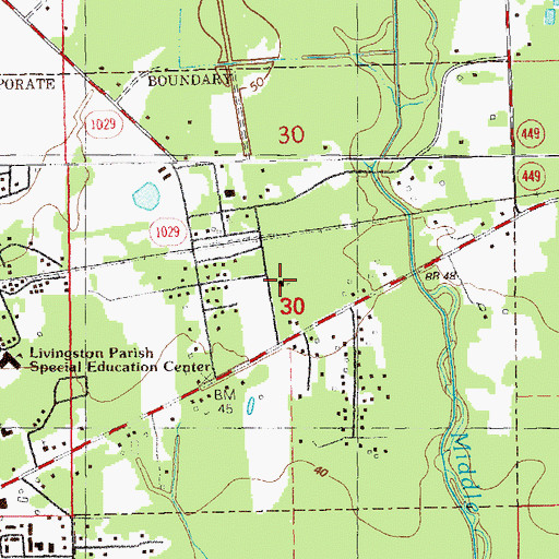 Topographic Map of First United Methodist Church, LA
