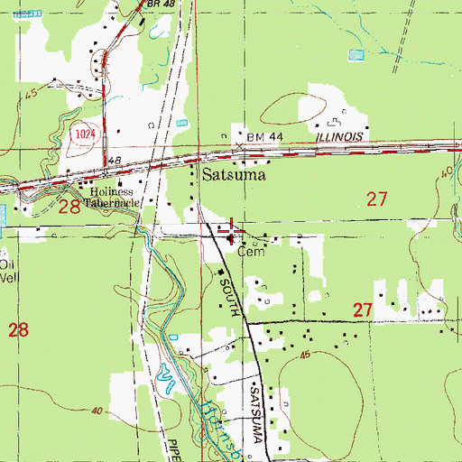 Topographic Map of Satsuma Baptist Church, LA