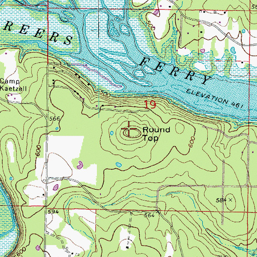 Topographic Map of Round Top, AR